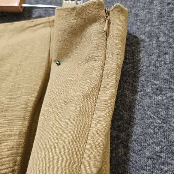 Kenar Pants Womens Sz 16 Linen Blend‎ Brown Embroidered Floral Wide Leg Side Zip - Picture 13 of 16